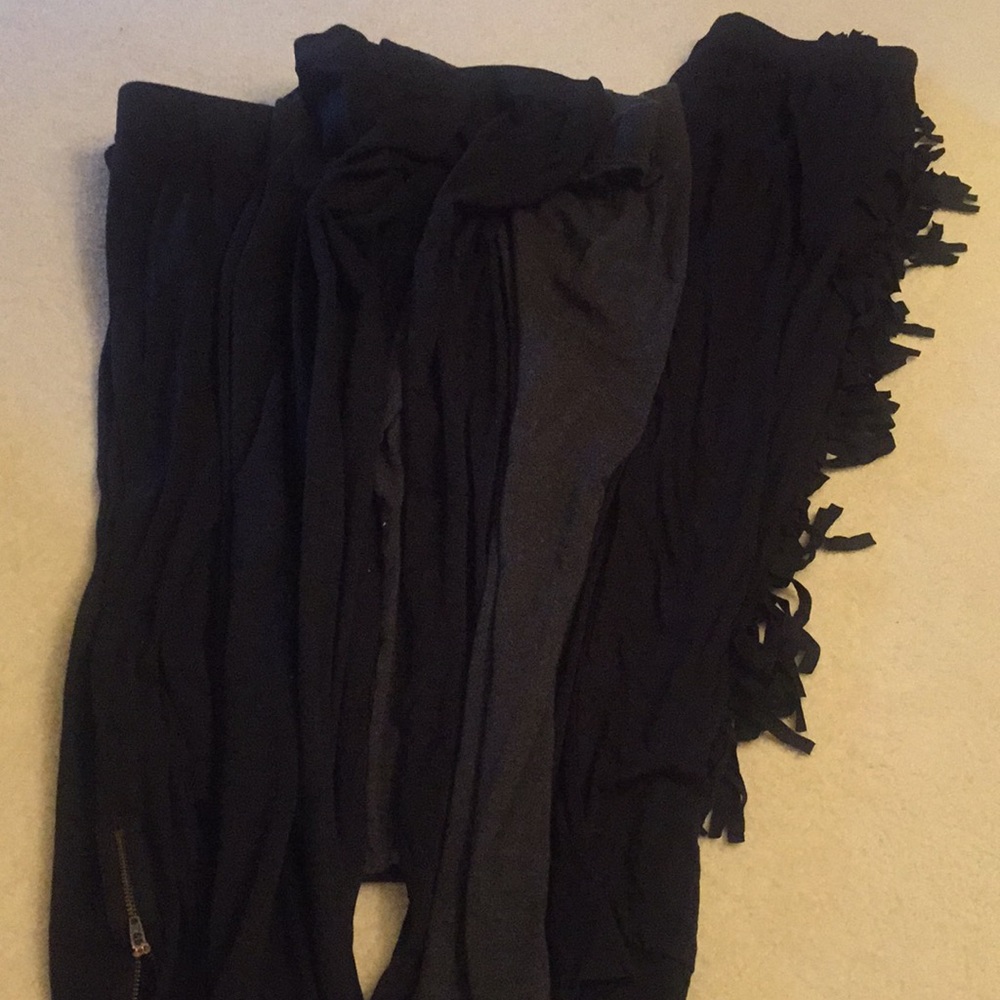 5 leggings. Zippers and fringe.  fun and comfy.